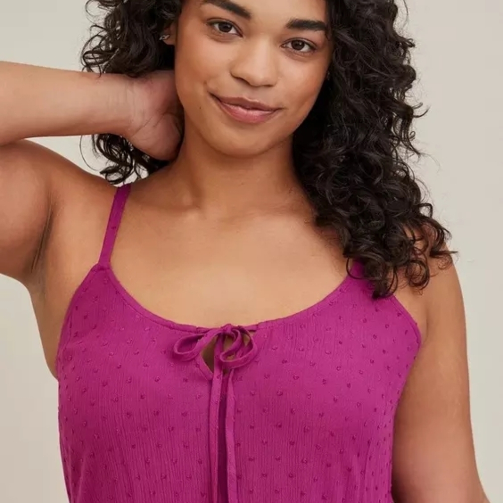 Torrid Pink Swiss Dot Tiered Cami Top Size 2 image 2